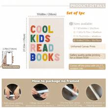1pc, Canvas Hanging Picture, Framed Decorative Painting, Poster, Wall Art, Chic And Cool Young People Love Reading Canvas Wall Art - Bright Colors, Simple Design, Suitable For Game Rooms, Classrooms And Home Decor - Perfect For Young People's Rooms And Living Spaces Gifts Birthday Graduation