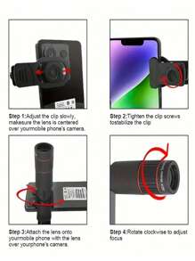 1 pièce Objectif téléphoto optique HD 32X pour smartphones, objectif multicouche 4K avec fonction anti-tremblement, clip universel pour téléphone, matériau en caoutchouc, convient à la plupart des téléphones portables, idéal pour les passionnés d'extérieur