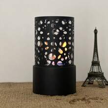 Classic Hollow Design Black Tabletop Fireless Alcohol Real Flame Portable Heater For Living Room, Bedroom, Outdoor Camping, Decoration (Alcohol Not Included)
