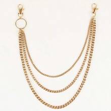 1 件女士金色嘻哈风格朋克时尚多层链，适合日常使用