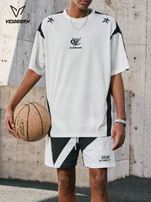 veidoorn 1 件男士运动 T 恤 - 透气涤纶，圆领，短袖，适合篮球和运动 - 夏季休闲装 [Q2005]