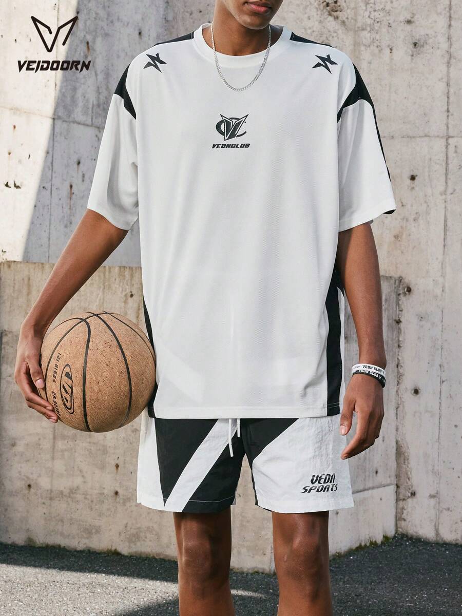 veidoorn 1 件男士运动 T 恤 - 透气涤纶，圆领，短袖，适合篮球和运动 - 夏季休闲装 [Q2005]