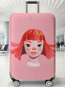 1pc Cartoon Portrait Print Luggage Cover, Fits 18-32 Inch Suitcases. Stretchable, Scratch-Proof & Dustproof, Stylish Decoration For Luggage. - Multicolor - View 2