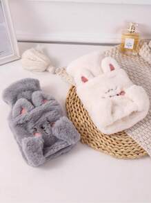 1st Cartoon Animal Geborduurde Pluche Warmwaterkruik 400ml