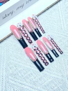 10pcs Y2K French Press On Nails Full Coverage Fake Nail Handmade Press On Nails With 3D Shiny Rhinestones And Bowknot Decor , Perfect For Weddings, Parties, Valentine's Day, Birthdays, Christmas Gifts,Supremely Fit Reusable Nail Art,1pc Jelly Gel/1pc Mini Rubbing Strips ,Detachable Press On Nails Set,