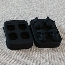 1 件带漏斗的骷髅形冰块模具托盘，可堆叠硅胶圆形制冰机，适用于果汁饮料饮用者、调酒师、礼品交换、家庭酒吧和节日礼物 - 黑色 - 查看 4