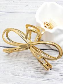 1pc Large Golden Ribbon Women's Hair Clips Simple Metal Hair Clips Fashion Strong Modeling Claw Clips