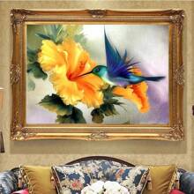 SNA 2025 Kit de cusut în cruce cu imprimeu de flori galbene, păsări, stil nou, cadou en-gros pentru adulți, păsări mici, flori și plante, kit DIY, artizanat, kit de broderie brodat, kituri de cusut în cruce, kit de croșetat, kit de ace de perforat, accesorii de cusut, kit de cusut, ață de brodat, kit de artizanat, materiale de cusut, model de cusut, consumabile de croșetat, kit de broderie, model de cusut pentru începători.