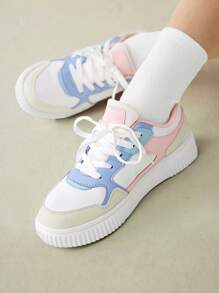 Sapatos esportivos clássicos da moda multicoloridos, tênis de skate universitário estilosos e casuais, unissex para crianças