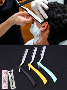 Hairdressing And Barbering Razor Blades Replacement Professional Shaver For Men And Women To Trim Sideburns Neck Shaving Facial Shaving Eyebrow Trimming Shaving Head Handle Plastic Shaver Shaving Tools
