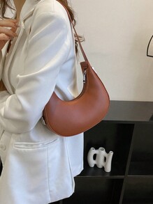 Minimalist Crocodile Embossed Baguette Bag, Solid Color Shoulder Bag, Women's All-Match Underarm Bag