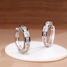 1 Pair Elegant Women's Earrings, Fashion Simple Rhinestone Hoop Earrings, Suitable For Daily Casual Accessories, Jewelry Gift