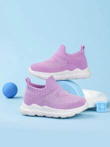 宝宝幼儿休闲鞋，透气柔软防滑百搭四季一体式运动鞋 - 紫色 - 查看 5