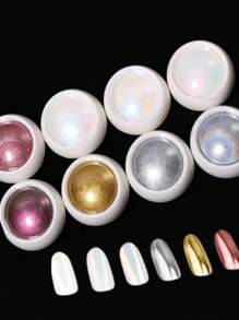 8pcs/Set, 1g/Pc, Y2K Mirror Powder, Nail Art Holographic Aurora Powder Powder, Suitable For Nail Decoration - Multi-Color Options - Multicolor - View 2