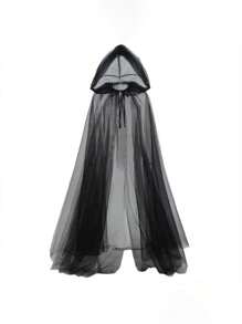 1pc White/Black Bride Shawl, Halloween Witch, Vampire Cosplay Sheer Cloak, Halloween Cape, Gaming Horror Party Costume Props, Festival Outfit