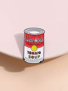 1pc Cartoon Letter Embroidered Pin Brooch, Creative Cartoon Canned Tomato Enamel Pin, Perfect Metal Accessory For Jewelry, Backpack, Clothing And Gifts