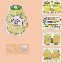 1pc Creatieve Cartoon DIY Aankleedsticker Stil Boek (Inclusief Gereedschapsset) - Papierkunst Thema Set (Moet Je Zelf Maken, Voel De Plezier Van Het Maken), Stressverlichtende Knijp Speelgoedboek - Gemaakt Van Papiermateriaal