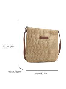 Bolso de paja para mujer portátil, ideal para primavera y verano, muy adecuado para negocios, universidad, escuela primaria, secundaria, viajes, fiestas, trabajo, transporte, oficina, estadio, deportes, vacaciones, playa, bolso de hombro