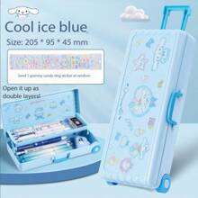 1pc.Kulomi Stationery Box Sanliou Double Layer Trolley Box Pen Box Multi Functional Pencil Box - Multicolor - View 5