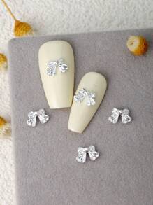 Mini Bow Nail Charms 10pcs 3D Gold Silver Tie Alloy Nail Art Decorations DIY Gift For Girls Nail Gems Nail Supplies For Accessories Adorn Nails Shoes Clothes Bags Crafts Decoration