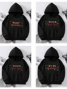 Sudadera con capucha personalizable para niña preadolescente y unisex - Agrega tu propio texto y fotos (familia, selfie, mascota, amigos, fiesta) para diseñar tu propia sudadera estampada personalizada, foto de bebé/pareja/familia/mascota, regalo de aniversario, San Valentín, Navidad, Acción de Gracias, Año Nuevo, fiesta, regalo de cumpleaños, Halloween, ropa navideña