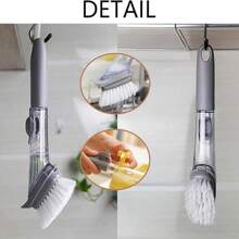 Slouchy Dishwashing Brush, Soap Dispenser Scrubber Brush, Self-Filling Long Handle Pot Scrubber Brush Kitchen Scrubber Brush Crafts Non-Stick Oil Scrubber Brush Cleaning Brush, Hydraulic Leak Proof Sealed Pot Brush, Replaceable Brush Heads And Sponge Heads, 2025 New Kitchen Dish Brushes, Efficient Kitchen Cleaning Tools