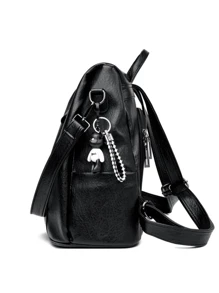 LECEY Anti-Theft Backpack Women High Quality Leather Backpack School Bags For Girls Casual Shoulder Bag Travel Backpacks New - Black - View 4