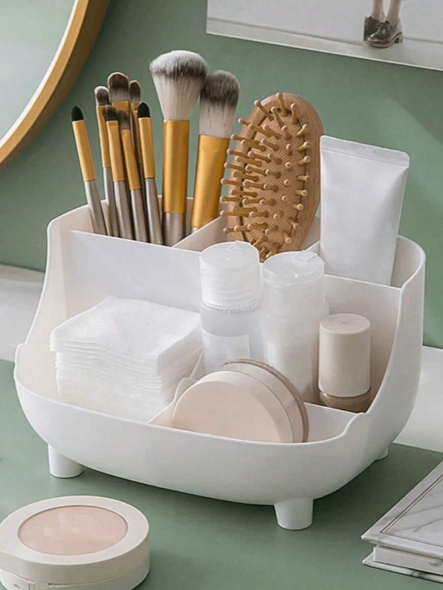 Cosmetic Storage Box,1Pc White Makeup Organizer For Desk Easy Storage Cosmetic Organizer Portable Cosmetic Storage Box