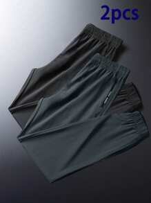 2pcs/Set Boys & Teenage Casual Outdoor Sport Simple Drawstring Pants