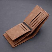 1 pieza Billetera personalizada para hombre, con nombre y inicial grabados por láser, portador de tarjeta de estudiante, billetera plegable vintage, regalo para esposo, padre, aniversario