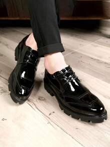 Spring Fashion Breathable Shoes, British Style Casual Leather Shoes For Young Men, Versatile Designer Sneakers, Height Increasing - Black - View 7