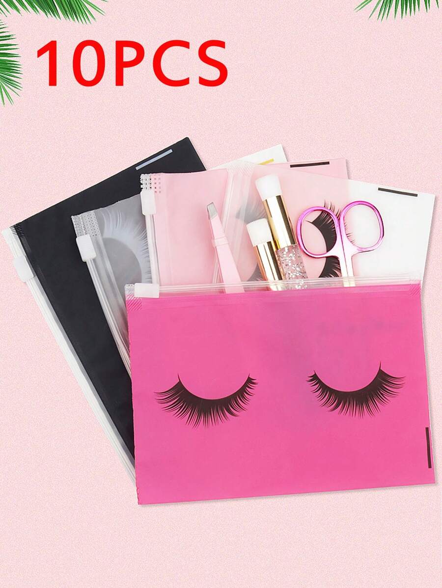 10 件装旅行收纳袋睫毛拉链袋磨砂自封袋化妆品袋服装夹链密封袋旅行必需品旅行配件女性旅行必备品旅行收纳袋行李箱夏季海滩度假 - 彩色 - 查看 1