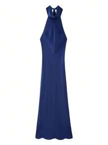 Silk-Like Halter Neck Dress DS00989CC
