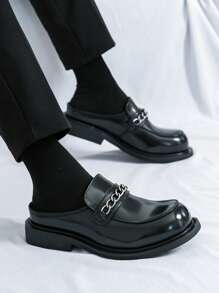 2025 New Summer Men Loafers Slip On Breathable Slouchy Backless Moccasins - Black - View 6