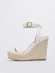 Women's Platform Wedge Heel Slippers, Fashion Comfortable Rhinestone Trimmed Slides