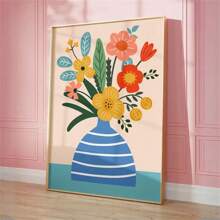 充满活力的花卉帆布墙画 - 无框现代装饰，适合客厅、卧室和家庭办公室 - 彩色 - 查看 1