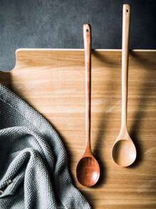 1pc/3/5pcs/Set Of Randomly Colored Wooden Long Handled Mixing Spoons, Kitchen