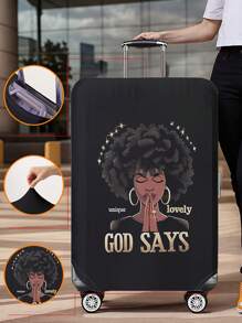 1pc Cartoon Portrait Print Luggage Cover, Fits 18-32 Inch Suitcases. Stretchable, Scratch-Proof & Dustproof, Stylish Decoration For Luggage. - Multicolor - View 35