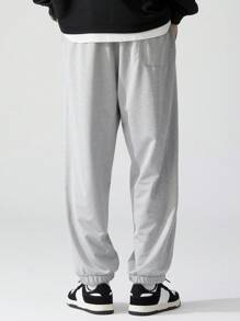 Quần nỉ bó ống rộng mùa xuân có dây rút cỡ lớn cho nam - Màu Xám nhạt - Xem 7