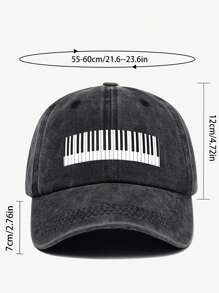 Charming Music Baseball Cap With Piano Print, Casual Trucker Hat Unisex Hip Hop Music Party Sun Hat For Men And Women. Comfortable Breathable Vintage Curved Brim. Adjustable Size, Suitable For Daily Casual, Outdoor, Beach, Hunting, Fishing, Music Festival, Easter, Father's Day, Mother's Day And Ideal Gift For Friends. All Season Accessory.