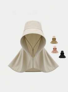 Damen Oversized Sonnenhut UPF 50+ mit breiter Krempe - atmungsaktiv & leicht, wasserbeständiges Polyester, faltbarer Reisehut für Wandern/Strand/Stadt, Gesichts-, Nacken- und Ohrschutz (Schwarz/Beige) - Verschiedenfarbig - Übersicht 8