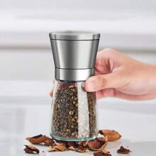 2 件胡椒研磨器套装，家用海盐研磨器，玻璃香料研磨器，手动胡椒研磨器，香料粉碎器，可重复使用的调味瓶，适用于烧烤、野餐、露营、厨房小工具、情人节礼物 - 彩色 - 查看 5