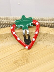 4 件草莓星形发夹，适合小女孩的防损发夹