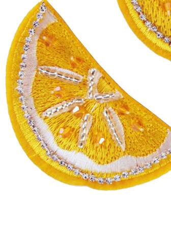 3 st handgjorda pärlbroderade gula frukter och citron strykmärken, gör-det-själv-kläder, broderi och sömnad strykmärke, dekoration för kläder, skor, väskor, hattar, broscher, hållagning, festival och fest sommar, skola