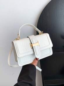 Women's New Stone Texture Fashion Crossbody Bag Retro Hand-Held Small Square Bag, Spring/Summer - White - View 8