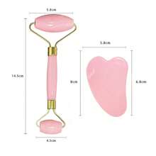 2件套树脂按摩滚轮套装 - 双头按摩滚轮 + 刮痧按摩板，眼部及面部按摩，面部按摩工具 - 粉色 - 查看 6