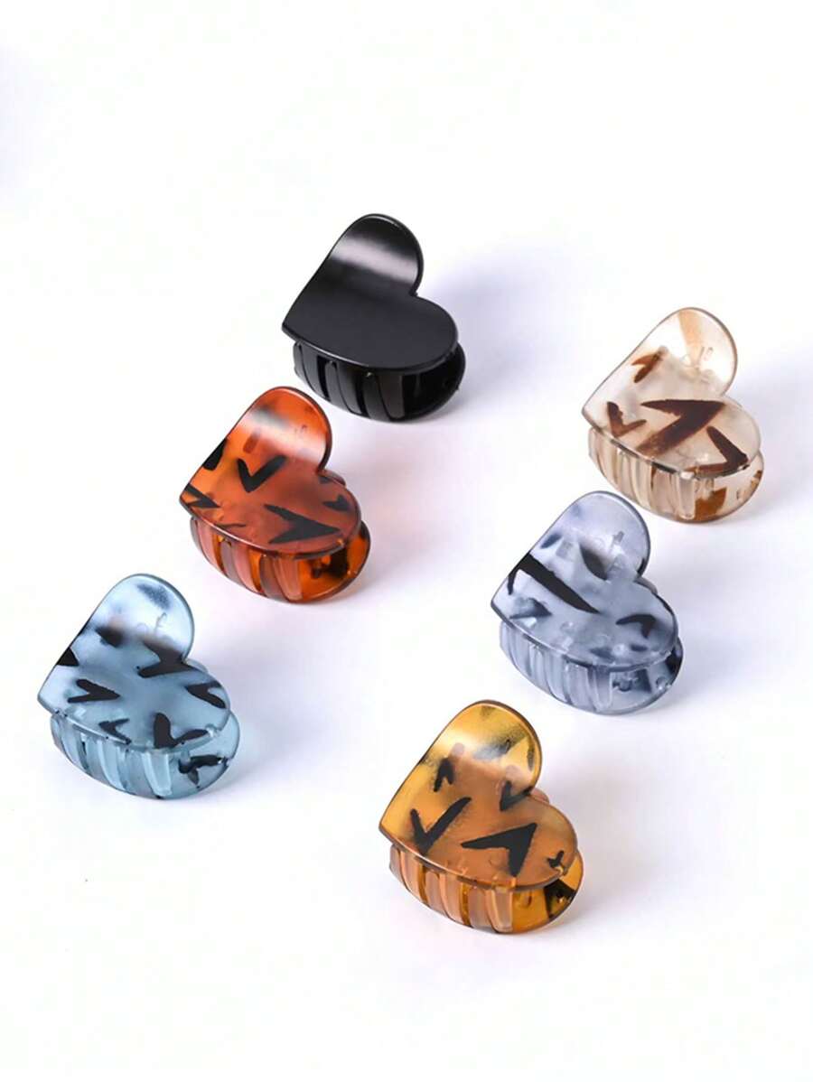 6 sztuk Eleganckie matowe serduszko w kształcie panterki Mini spinki do włosów, spinki do połowy karku, spinki boczne, uniwersalne akcesoria do włosów w stylu vintage, codzienna modna dekoracja włosów