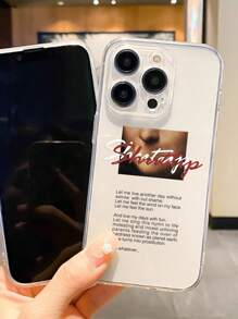 1pc Minimalist Slogan Tag Shockproof Anti-Slip Transparent Phone Case, Compatible With IPhone, Honor, Redmi, Galaxy,