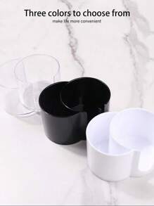 1pc Dual Compartment Round Makeup Remover Pad & Clean Swab Holder -  Bathroom Desktop Organizer Storage Container, Canisters Bathroom Accessories Back To School