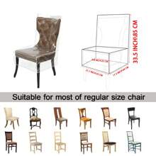 1/2/4/6pcs Plastic Chair Covers With Backrest, PVC Transparent Waterproof Chair Slipcover, Prevent Dust/Stain/Spillage For Kitchen, Party - White - View 5